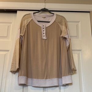 POL Beige and Cream Knit Shirt